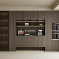 Modern Wine Cabinet Design With Dark Wood Finish Glass Doors And Storage Compartments