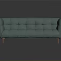 Stylish Teal Tufted Sofa With Wooden Legs And Modern Upholstered Design