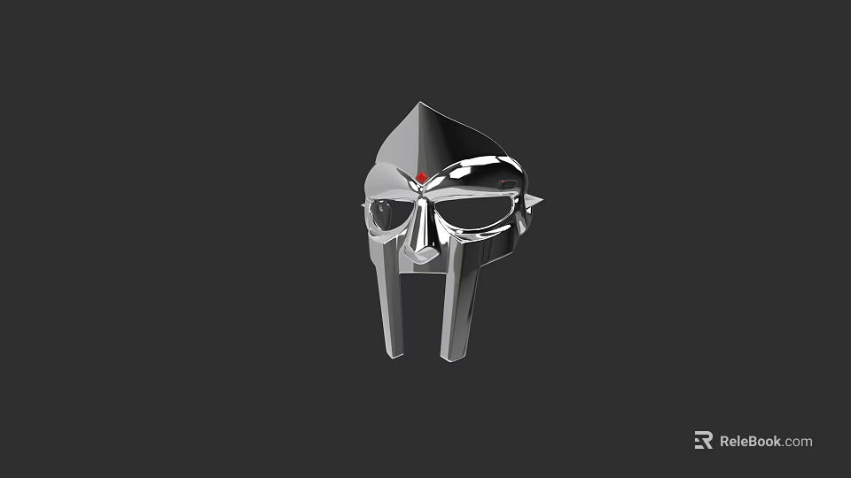 Unique Silver Metallic Hat With Geometric Design And Red Accent Details 3d model