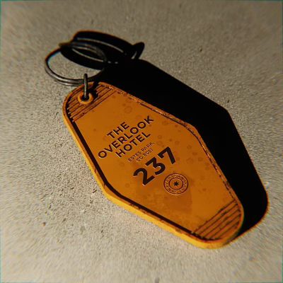 Vintage Brown Key Tag for The Overlook Hotel Room 237 with Details 3d model