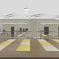 Bright Spacious Fitness Studio Featuring Yoga Mats Barre TV Exercise Balls And Wooden Floors