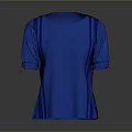Blue Short Sleeve Top With Pockets And Tie Cuffs Striped Details