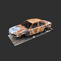 Rusted Abandoned Car With Dilapidated Body And Worn Exterior Parts