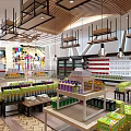 Supermarket Department Store Interior With Neatly Organized Shelves and Diverse Products