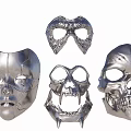 Silver Decorative Pendants Featuring Human Face Skull And Animal Mask Designs For Home Decoration