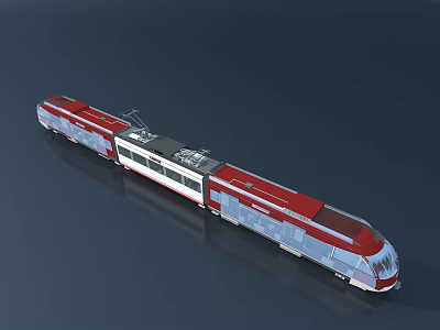 Modern High Speed Train With Red And White Streamlined Exterior Design 3d model