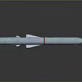 Shiny Silver Missile Weapon with Red Stripe PRARAMS Label and Streamlined Metallic Surface Design