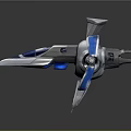 Futuristic Silver Blue Spaceship With Sleek Structure For Cosmic Exploration
