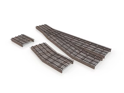 Metal Railroad Track Components for Model Scenery with Straight and Curved Sections 3d model