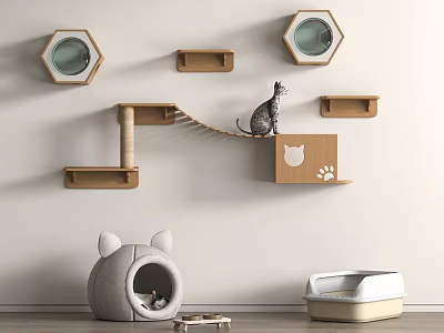 Cat Friendly Space With Wall Mounted Cat Furniture 3d model