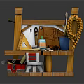 Wooden Kids Workbench Furniture with Tools Paint Brushes Small Chair and Storage