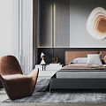 Elegant Modern Bedroom Interior With Comfortable Bed Nightstands Chair And Decorative Art