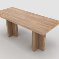 Long Modern Wooden Dining Table With Sturdy Legs And Natural Wood Grain