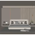 Modern Bedroom Interior Design With Upholstered Bedhead Multiple Pillows Nightstands Glass Wardrobe And Window Blinds