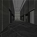 Luxurious Modern Elevator Lobby With Marble Walls And Ceiling Lighting Design 3d model
