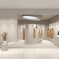 Modern Clothing Store Interior With Clothes Racks Mirror And Decorative Plant