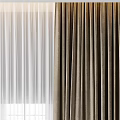 Beige Curtains With Gray Roman Shade And Sheer Layer For Modern Window Interior