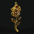 Jewelry Necklace Pendant Pendant Brooch Gold Rose 3d model