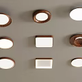 Various Wooden And White Cabinet Knobs In Round And Square Shapes 3d model
