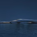 Modern Landscape Bridge Over Water With Sleek Design And Night Lighting