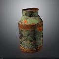 Handcrafted Ceramic Jug With Green Red Speckled Texture And Rimmed Spout