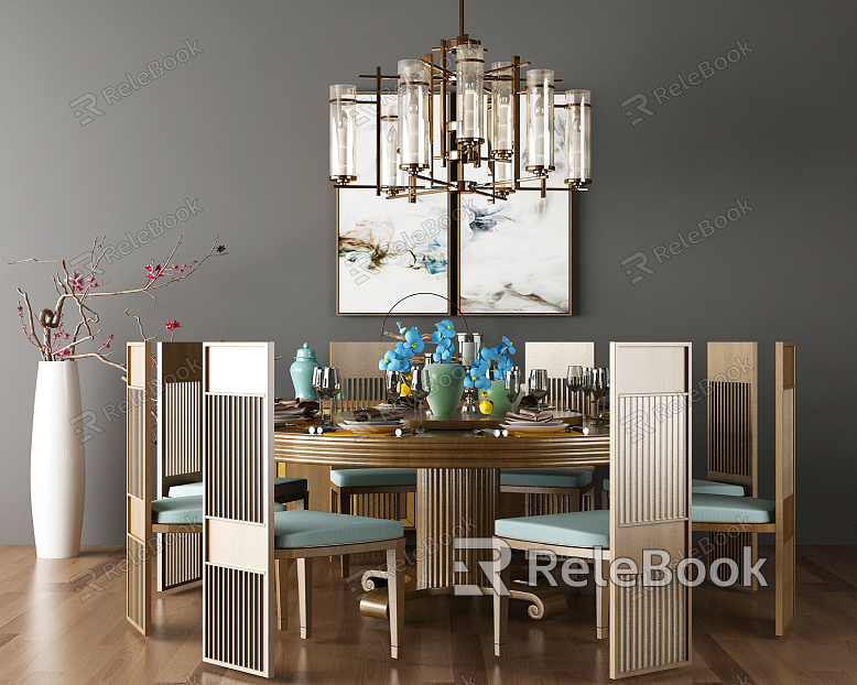 New Chinese Dining Table and Chair Combination model