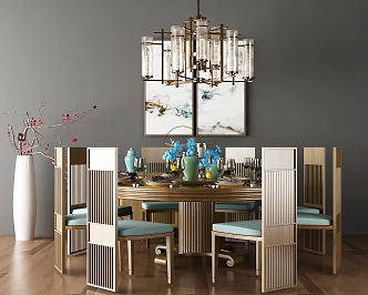 New Chinese Dining Table and Chair Combination 3d model