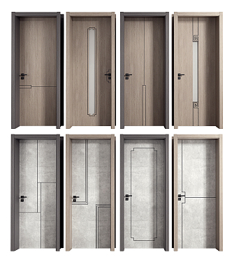 New Chinese Style Flat Door Indoor Single Wooden Door 3d model