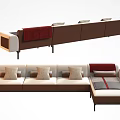 Modern Sectional Sofa With Modular Design Multiple Colored Cushions And Fabric Upholstery 3d model