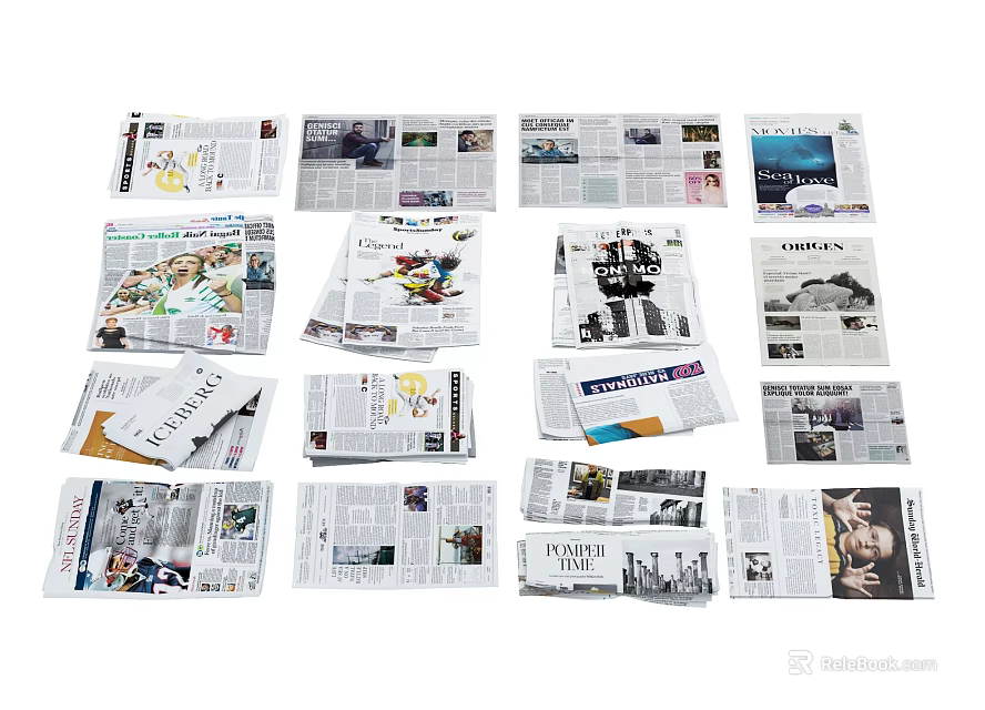 Assorted Magazines And Books Featuring Various Covers And Diverse Content Collection 3d model 