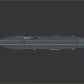 Detailed Aircraft Carrier Model As Water Transport Vehicle With Blue Deck And Island Structure