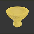 Intricately Carved Stone Bowl With Floral Patterns On Decorative Pedestal Base