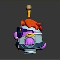 Pig Shaped Game Movie Character With Orange Hair Purple Sunglasses Golden Microphone And Record Player