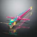 Colorful Dragon Decorative Model With Vibrant Pink Green And Yellow Details For