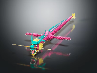 Colorful Dragon Decorative Model With Vibrant Pink Green And Yellow Details For 3d model