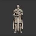 Man Dressed As Medieval Knight In Full Armor With Sword And Cloak