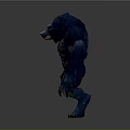 Mythical Blue Wolf Like Creature With Muscular Body And Red Markings