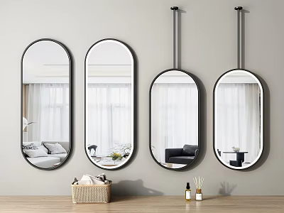 Modern Wall Mounted Bathroom Mirrors For Decor In Different Shapes 3d model
