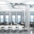 Modern Monitoring Room Interior Setup With Workstations Computer Monitors Office Chairs And Large Display Wall
