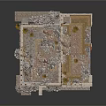 Ancient Multi Level Architecture Model With Tower Like Structures Columns And Decorations