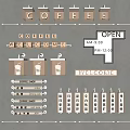 Coffee Shop Lighting Combinations With Letter Lights Open Sign And Welcome Decor Elements 3d model