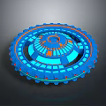 Futuristic Spacecraft Component 3D Model With Circular Blue Orange Illuminated Design For Space Exploration Technology 3d model