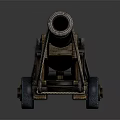 Ancient Cannon With Wooden Carriage Metal Barrel And Iron Wheels