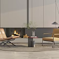 Modern Casual Table and Chair Combination Single Sofa 3d model