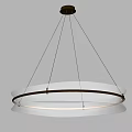 Modern White Ring Shaped Pendant Light With Wood Grain Texture And Warm Lighting 3d model