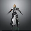 Blonde Haired Fantasy Character In Armored Robe Standing With Mythical Creature