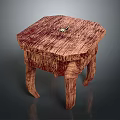 Hexagon Top Wooden Side Table With Natural Texture And Four Legs