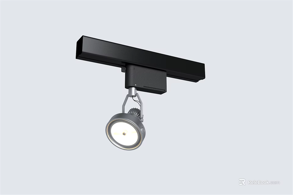 Modern Black Track Downlight And Spotlight With Adjustable Silver Lamp Head Design 3d model