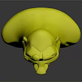 3D Cartoon Character Head Model With Exaggerated Angry Expression Blue Hair And Band Aid