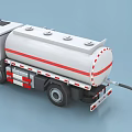 Industrial Tanker Truck With Cylindrical Storage Tank And Extended Fuel Transfer Hose